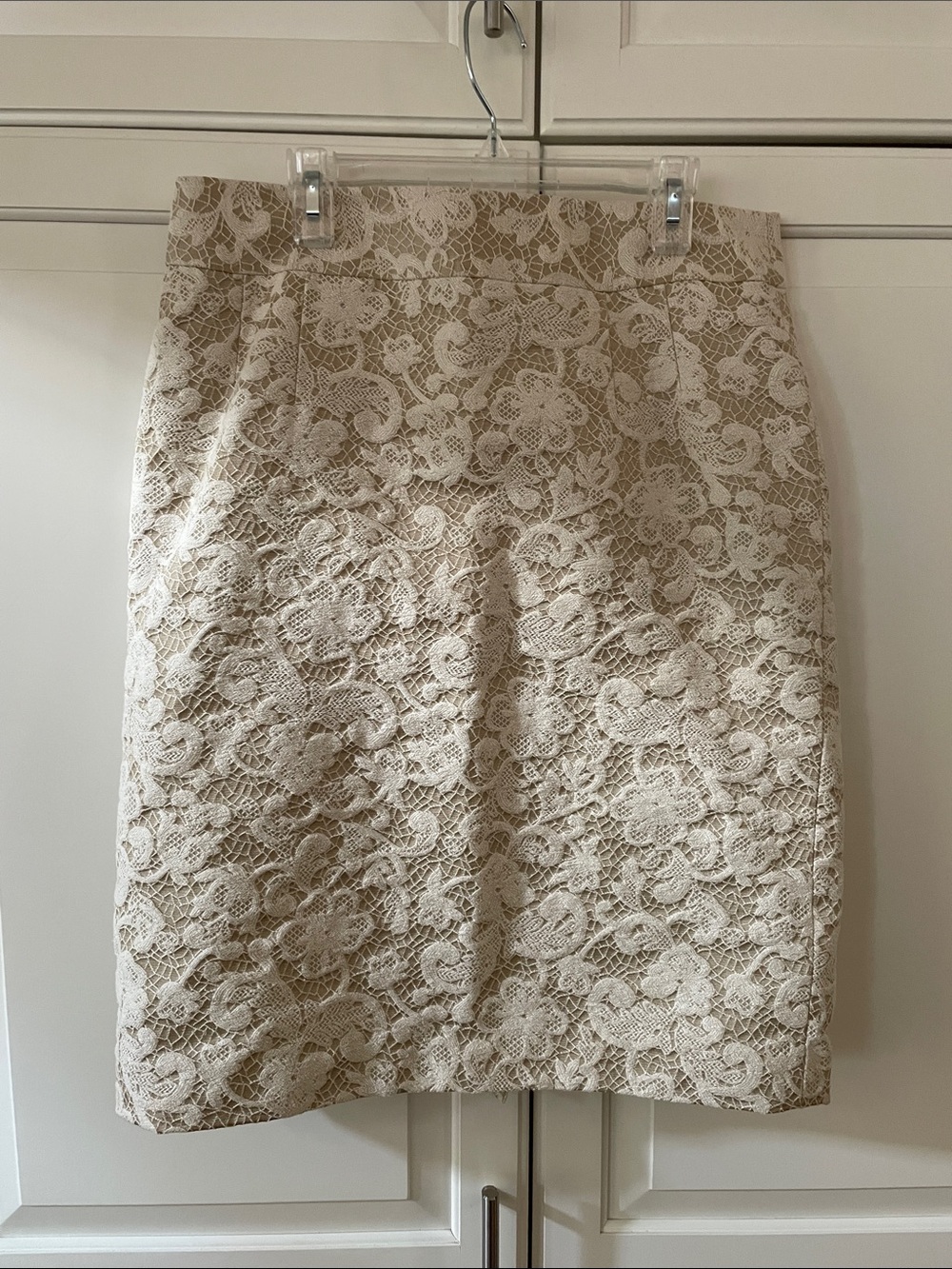 Banana Republic Ivory Lace Pencil Skirt